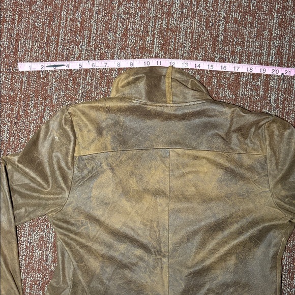 Bagatelle  brown faux leather handkerchief hem long  sleeve open front medium - Picture 11 of 11